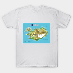 Geographic map of Iceland T-Shirt